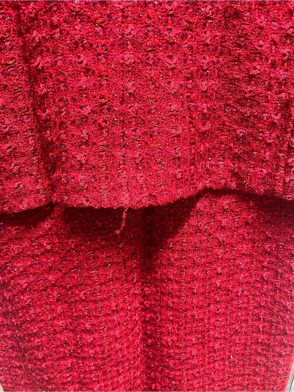 St. John Red Tweed Skirt Suit with Decorative Buttons - Picture 4 of 4